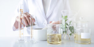 the scientist,doctor, make alternative herb medicine with herbal the organic natural in the laboratory. oil capsule, natural organic skincare and cosmetic.